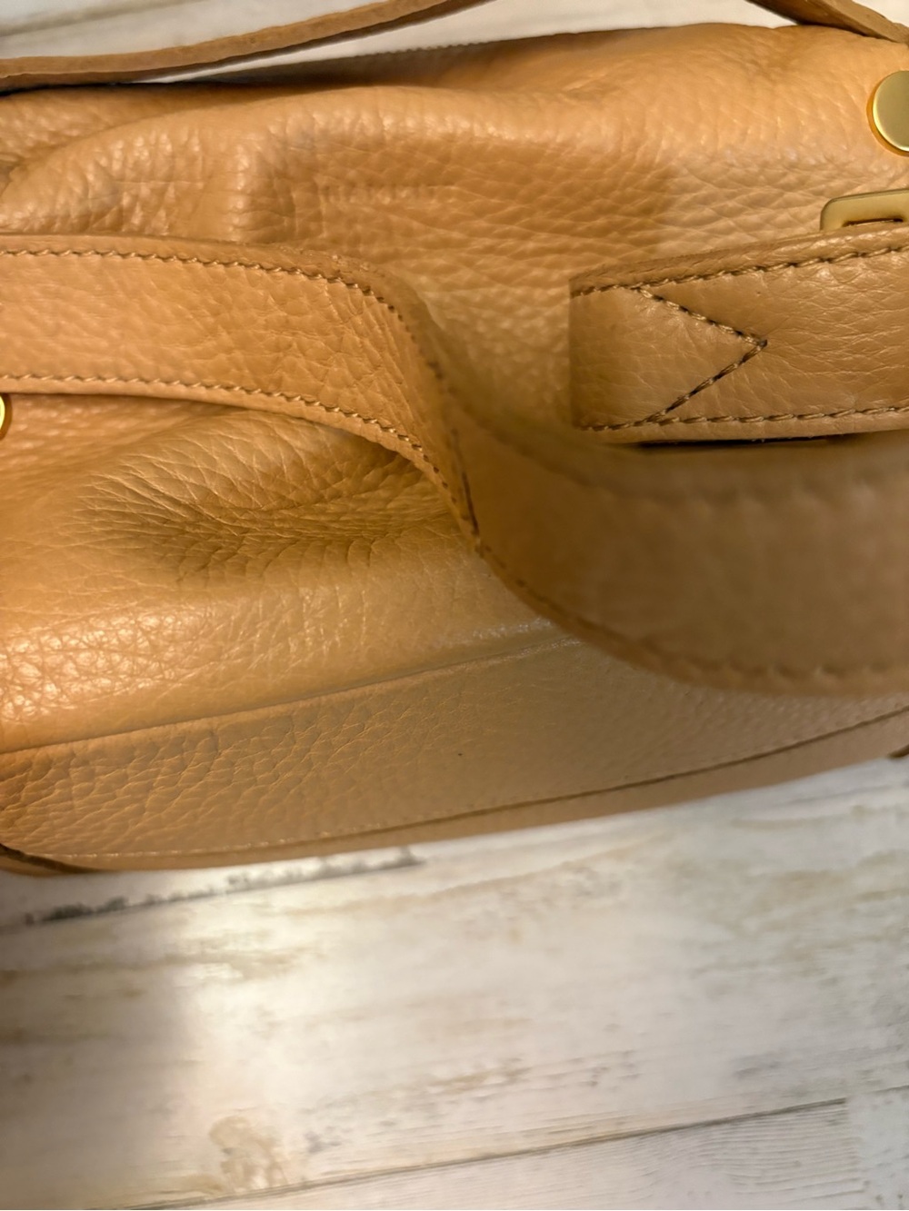 Hammitt Evan Small Crossbody-Toast Tan Leather Brushed Gold Rivets-Pristine - Picture 16 of 16